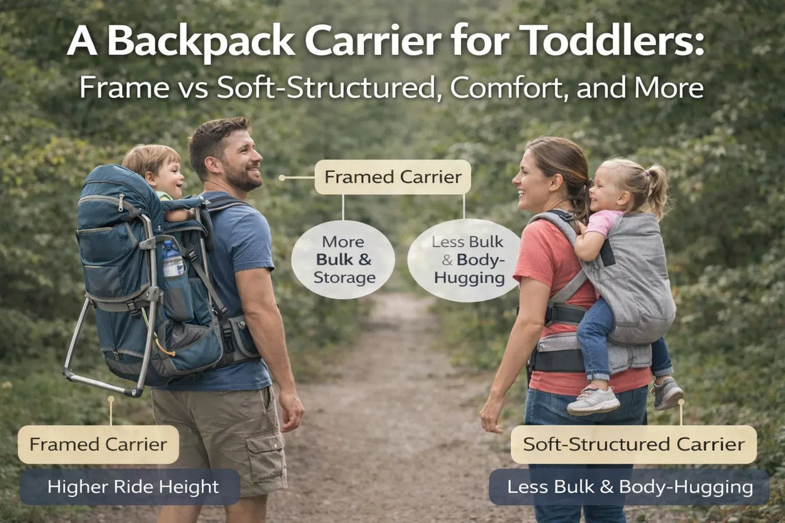 Scenario grid matching common outings like errands, travel, daycare, transit, and hikes to typical toddler carrier types